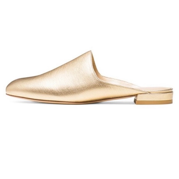 Stuart Weitzman gold leather mules NEW - Picture 1 of 5